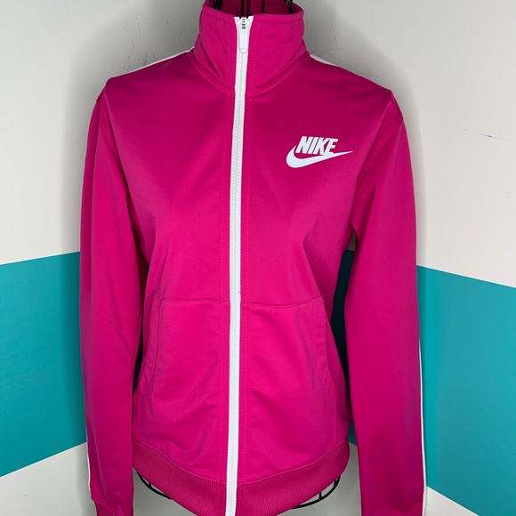 Pink Nike jacket a with white stripe - Picture 2 of 7